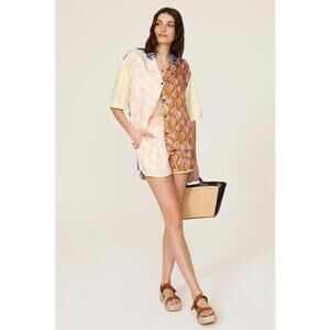 Scotch & Soda Oversized Beach Shirt Size M with Fabric Pull & Stains